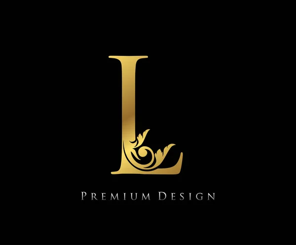 Lettre Luxe Gold Design Style Gracieux Calligraphique Beau Logo Emblème — Image vectorielle