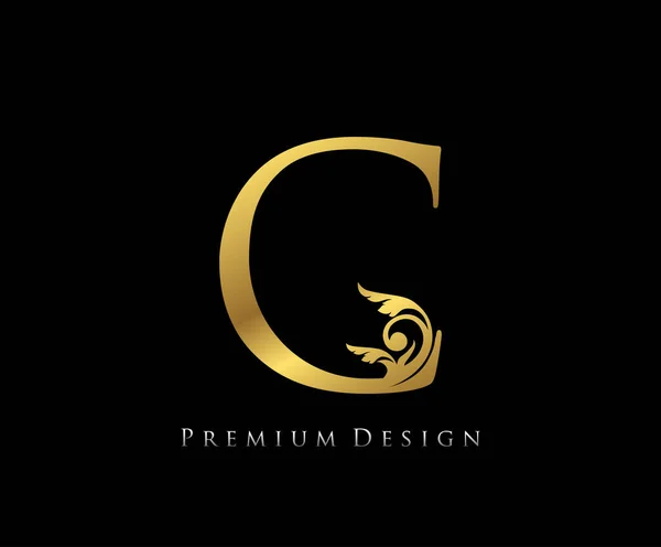 Carta Luxury Gold Design Estilo Gracioso Caligráfico Belo Logotipo Emblema — Vetor de Stock