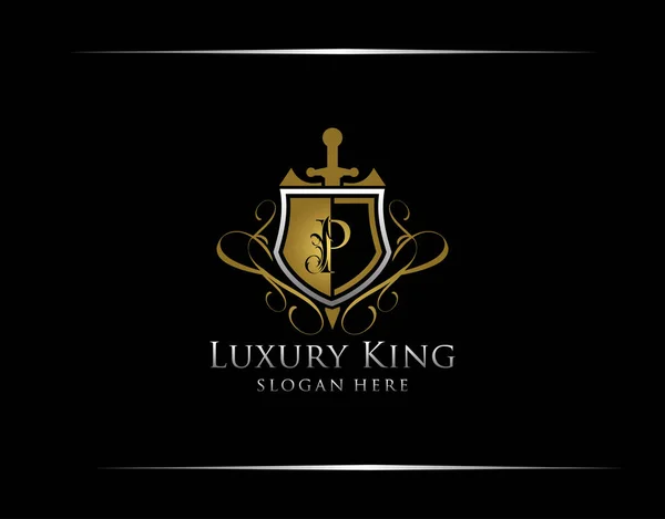 Luxury Guard Letter Logo Gold Vintage Shield Brand — Stock Vector