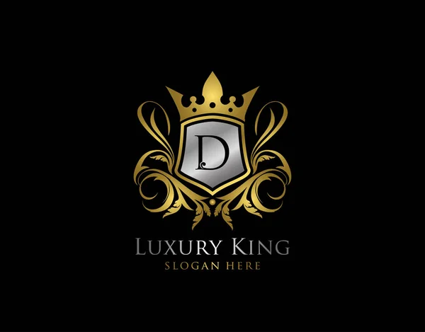Luxury King Letter Gold Logo Χρυσό Classic Crown — Διανυσματικό Αρχείο