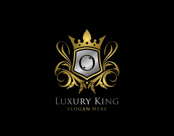 Luxury King Letter Gold Logo Golden Classic Shield Crown — Διανυσματικό Αρχείο