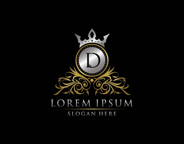 Boutique Lusso Lettera Logo Royal Circle Gold Crown Elegante Bagde — Vettoriale Stock