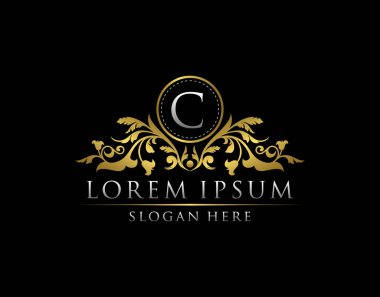 Lüks Altın C LetterLogo Restoran, Kraliyet, Butik, Cafe, Otel, Heraldic, Mücevher, Moda ve diğer vektör çizimleri için vektör şablonu