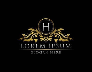 Restoran, Kraliyet, Butik, Cafe, Otel, Heraldic, Mücevher, Moda ve diğer vektör illüstrasyonları için lüks Altın H LetterLogo şablonu