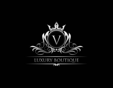 Lüks Kraliyet Kralı T Harfi Crest Gümüş Logo Şablonu