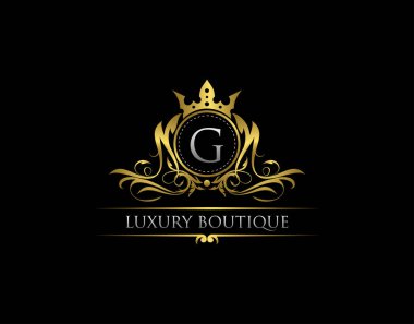 Lüks Kraliyet Kralı G Harfleri Altın Logo Şablonu