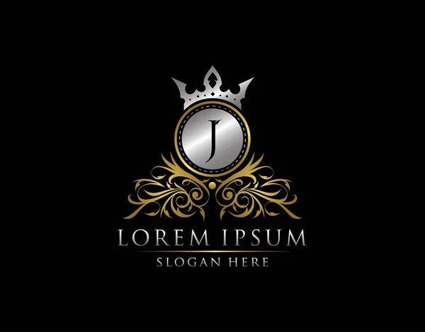 Luxury Boutique Letter Logo Royal Circle Gold Crown Elegante Bagde — Vettoriale Stock