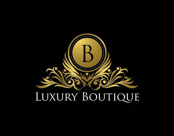Luxe Gold Boutique Logo Vector Design Premium Golden Bagde Lettre — Image vectorielle