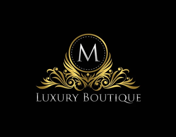 Luxo Ouro Boutique Logo Vector Design Premium Golden Bagde Ícone — Vetor de Stock
