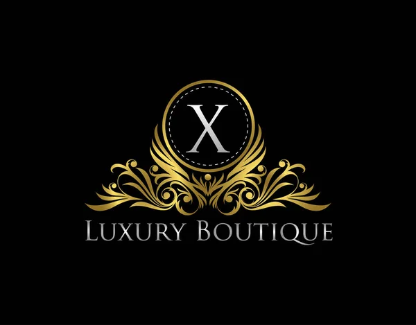 Luxe Gold Boutique Logo Vector Design Premium Golden Bagde Letter — Stockvector