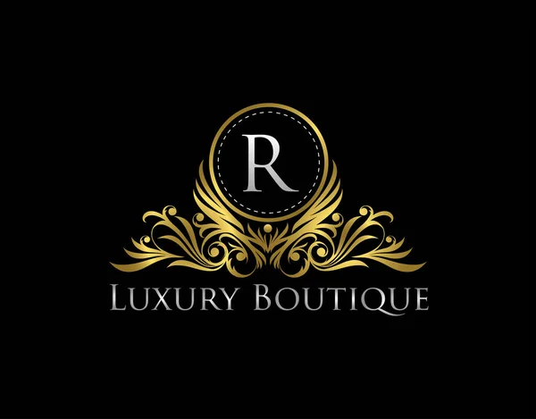 Luxury Gold Boutique Logo Vector Design Premium Golden Bagde Letter — Stock Vector