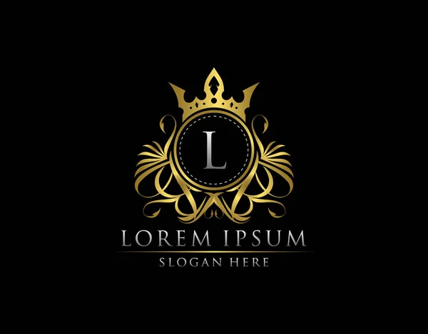 Plantilla Premium Royal King Letra Cresta Oro Logo — Vector de stock