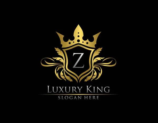 Luxe Royal King Letter Heraldisch Gouden Logo Sjabloon — Stockvector