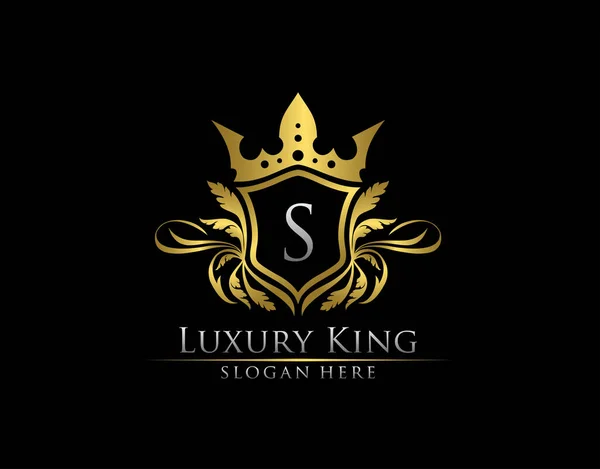 Lüks Kraliyet Kral S Mektubu, Heraldik Altın Logo Şablonu.