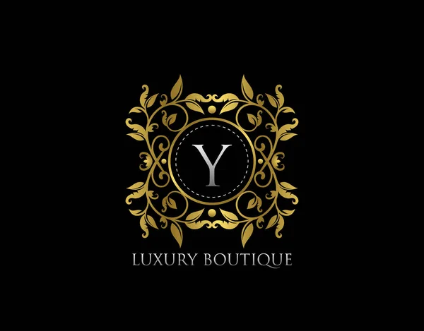 Brief Luxe Boutique Beautidul Bloeiende Gouden Logo Template — Stockvector