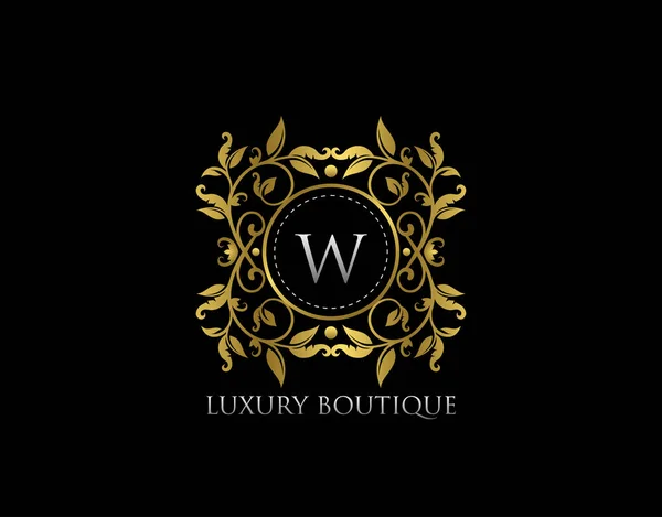 Carta Boutique Lujo Beautidul Flourish Gold Logo Plantilla — Archivo Imágenes Vectoriales