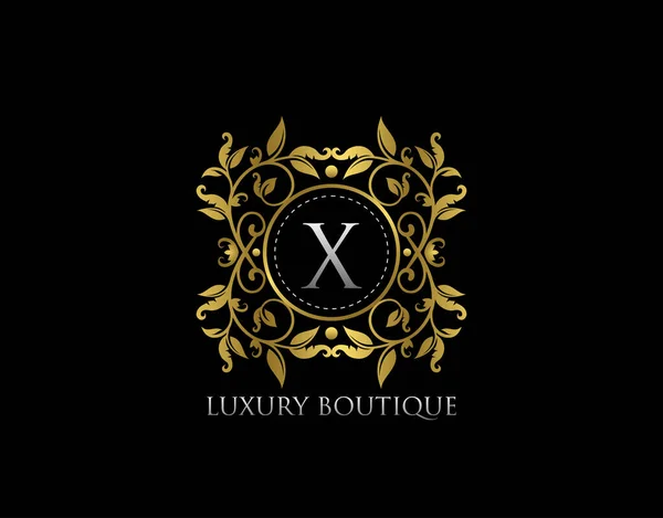 Xletter Luxury精品店 Beautidul Flourish Gold Logo模板 — 图库矢量图片