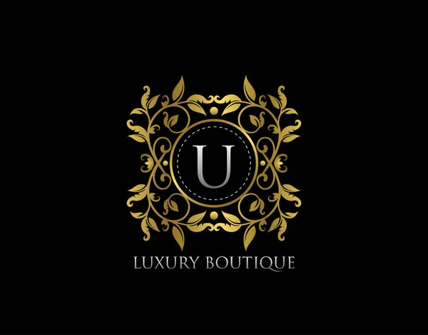 Brief Luxe Boutique Beautidul Bloeiende Gouden Logo Template — Stockvector