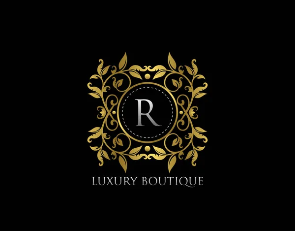 Brev Luxury Boutique Beautidul Flourish Gold Logo Mall — Stock vektor