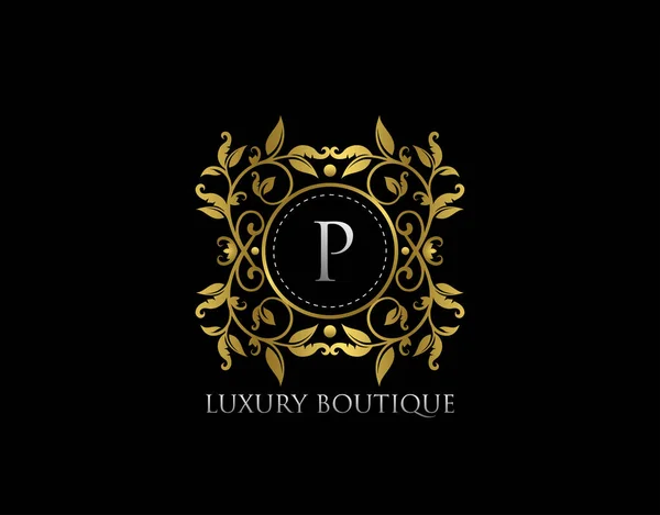 Carta Boutique Lujo Beautidul Flourish Gold Logo Plantilla — Archivo Imágenes Vectoriales