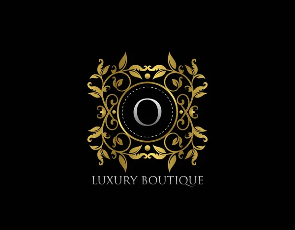 Brief Luxe Boutique Beautidul Floreren Gouden Logo Template — Stockvector