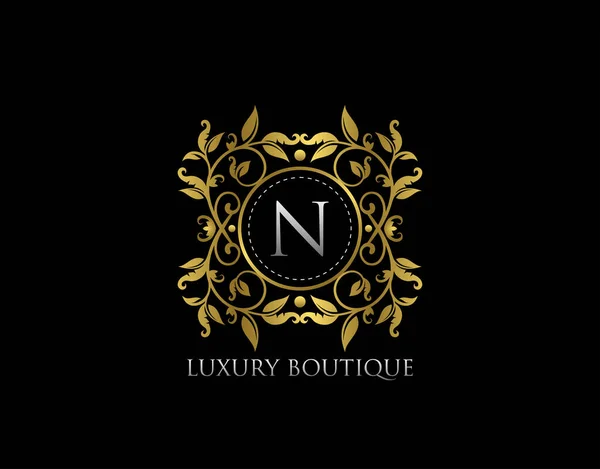 Carta Boutique Lujo Beautidul Flourish Gold Logo Plantilla — Archivo Imágenes Vectoriales