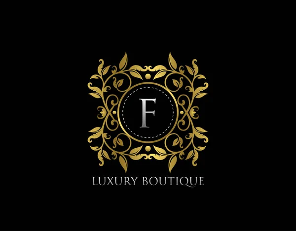 Brief Luxe Boutique Beautidul Bloeiende Gouden Logo Template — Stockvector