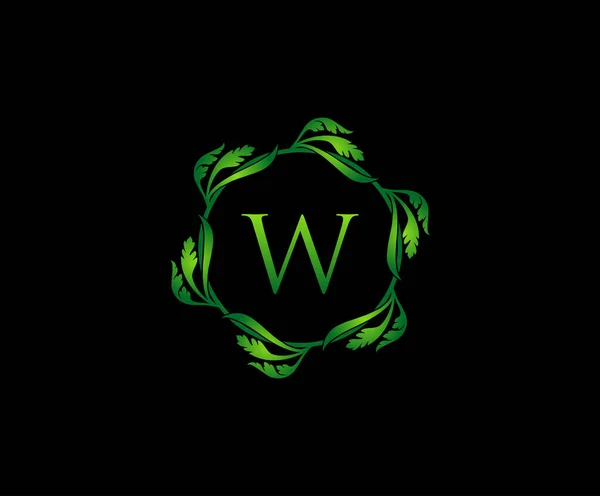 Зелений Лист Літери Круглий Дизайн Логотипу Логотип Монограми Проста Піктограма — стоковий вектор