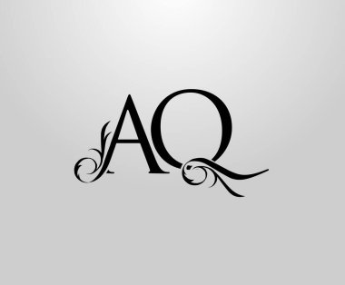 A sınıfı, Q ve El Kaide harfleri logosu. Kitap tasarımı için zarif çiçek alfabesi Mark, mektup pulu, yabani ot kartı, marka adı, Restoran, Butik, Otel. 