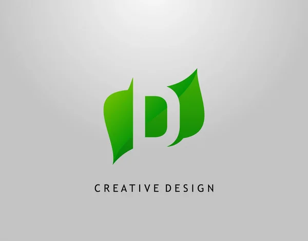 Logotipo Letra Verde Abstrato Moderno Inicial Com Forma Licença Simples — Vetor de Stock