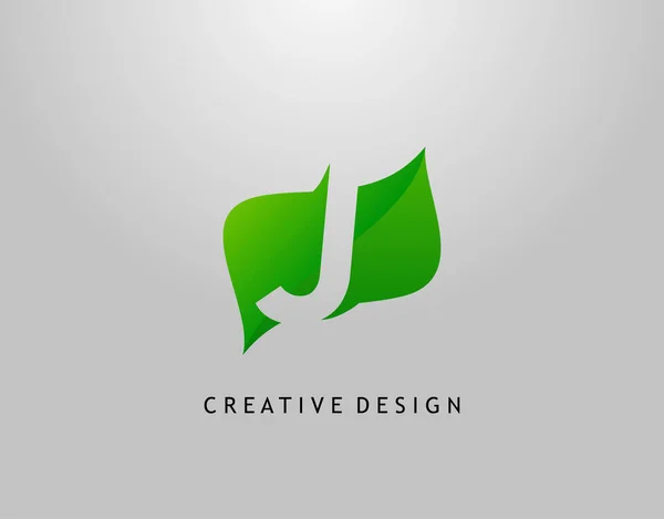 Grünes Letter Logo Moderne Abstraktion Des Ursprünglichen Mit Einfacher Ausstiegsform — Stockvektor
