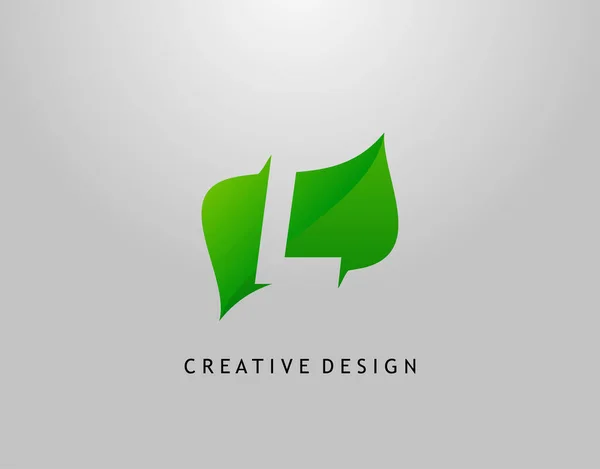 Logotipo Letra Verde Resumen Moderno Inicial Con Forma Licencia Simple — Vector de stock