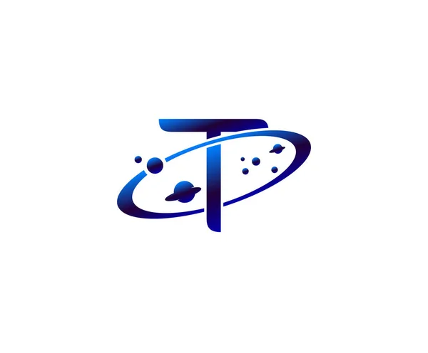 Planet Letter Kruhový Tvar Obchodní Logo Design Šablona Kruhový Kroužek — Stockový vektor