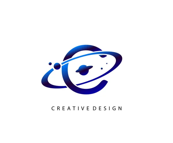 Lettera Del Pianeta Rotondo Anello Forma Business Logo Design Template — Vettoriale Stock