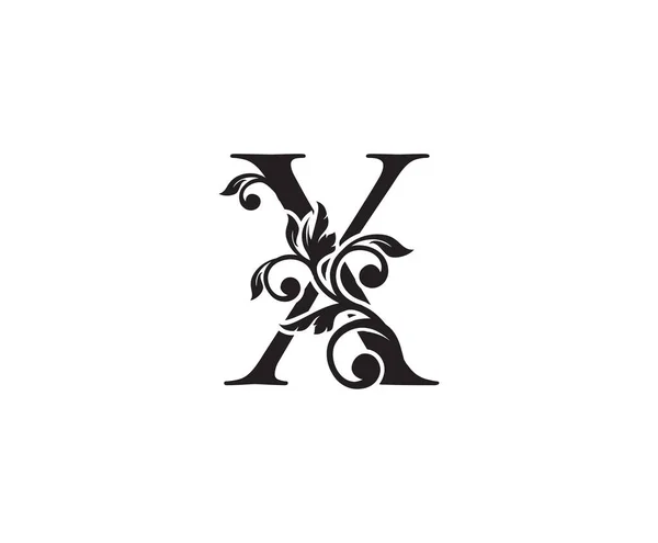 Klasik Harf Logosu Klasik Harfi Tasarım Vektörü Siyah Renkli Çiçekli — Stok Vektör
