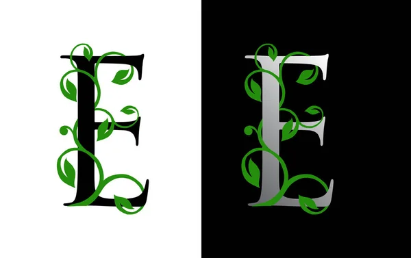 Elegante Icona Lettera Con Disegno Logo Foglia Verde Lusso — Vettoriale Stock