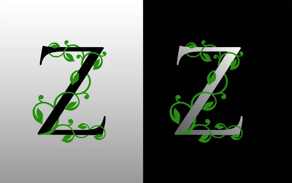 Elegantes Letter Icon Mit Luxuriösem Grünen Blatt Logo Design Nature — Stockvektor