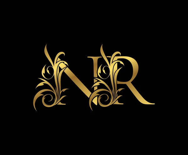 Luxury Gold Carta Elegante Logotipo Floral Ícone Emblema Desenhado Vintage —  Vetores de Stock