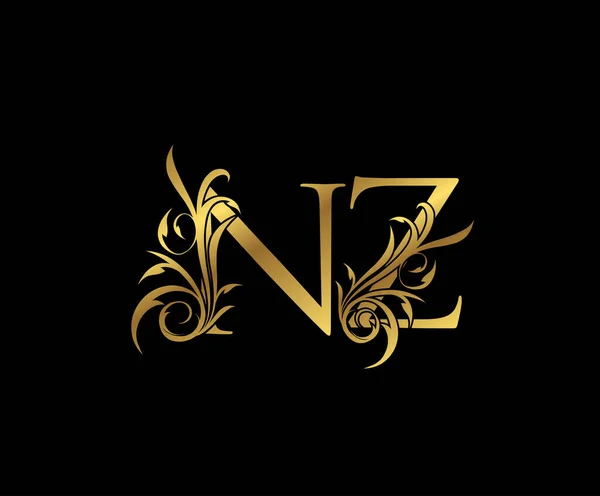 Lüks Altın Harf Klas Çiçek Logosu Simgesi Kitap Tasarımı Için — Stok Vektör