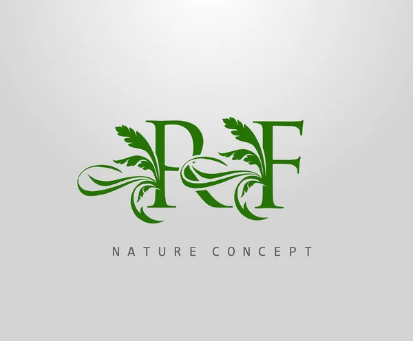 Buchstabe Und Green Leaf Logo Design Monogramm Logo Einfache Swirl — Stockvektor