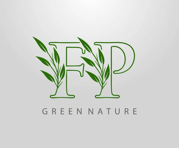 Green Nature Leaf Lettre Logo Design Logo Monogramme Simple Tourbillon — Image vectorielle