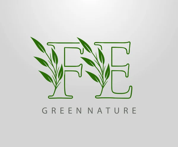 Feuille Nature Verte Lettre Logo Design Logo Monogramme Simple Tourbillon — Image vectorielle