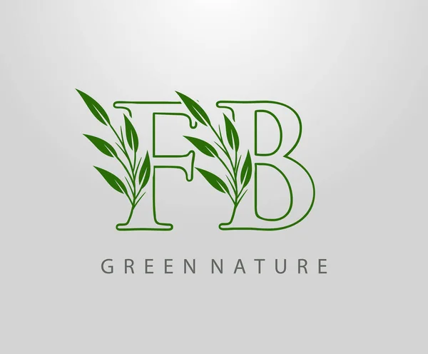 Feuille Nature Verte Lettre Logo Design Logo Monogramme Simple Tourbillon — Image vectorielle