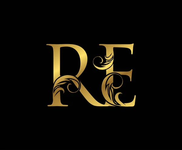 Елегантний Логотип Gold Letter Floral Вінтаж Малював Емблему Дизайну Книг — стоковий вектор