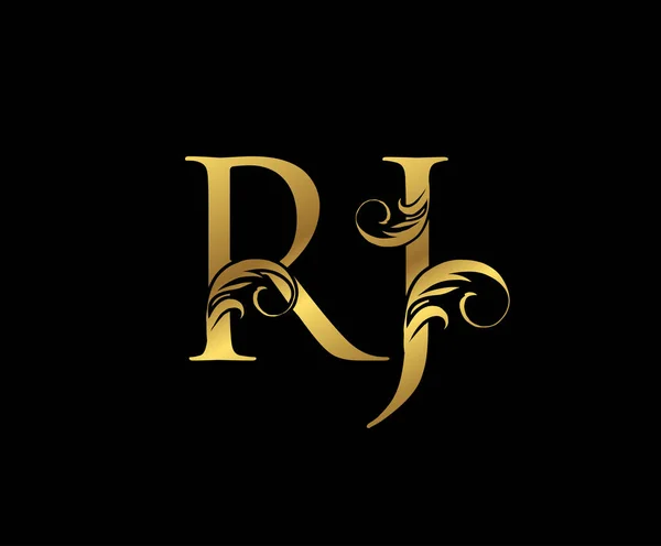 Elegant Gold Letter Floral Logo Винтажный Рисунок Оформления Книги Открытки — стоковый вектор