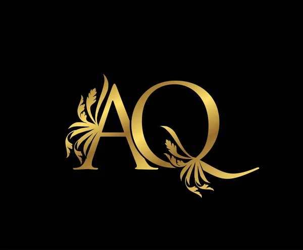Стильный Логотип Gold Letter Floral Винтажный Рисунок Оформления Книги Открытки — стоковый вектор