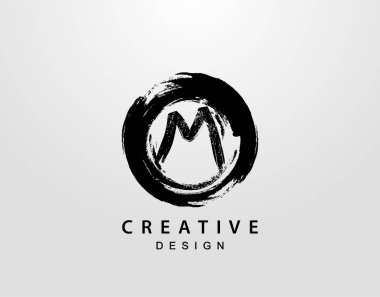 Çember sıçrama elementli M logosu. Vintage Çember Dalga logo tasarım şablonu.