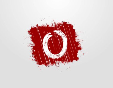 Kızıl Meydan Grunge Elementi 'ndeki O Harfi Logosu. Retro Rusty Square logo tasarım şablonu.