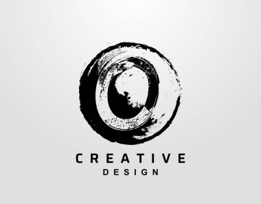 O Harf Logosu ve Grunge Elementi. Retro Çember Sıçrama logosu dizayn şablonu.