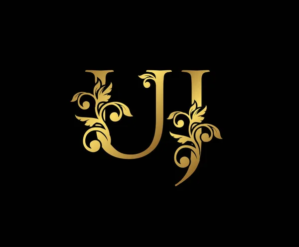 Golden Luxury Logo Icon Vintage Gold Initials Mark Design 배경에 — 스톡 벡터